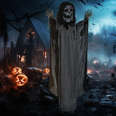 YOOCOZZ 74" Life Size Skeleton Witch Outdoor Halloween Decorations With Light Up Eyes And Chest, Howling And Chain Sound(Batteries Included) 1 YOOCOZZ 74" Life Size Skeleton Witch Outdoor Halloween Decorations With Light Up Eyes And Chest, Howling And Chain Sound(Batteries Included)