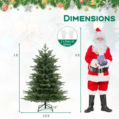 Costway 5 FT Artificial Christmas Tree With 1426 Lush PVC & PE Tips 200 LED Lights 4 Costway 5 FT Artificial Christmas Tree With 1426 Lush PVC & PE Tips 200 LED Lights - Image 4