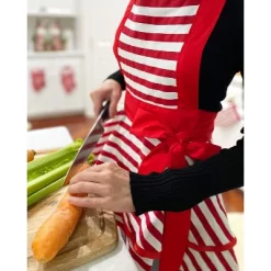 Wrapables Classic Vintage Christmas Holiday Apron, Stylish Cooking Apron, Red Stripe -Festival Store GUEST db06b94c 0493 4483 961a dd5bc1d42b8e