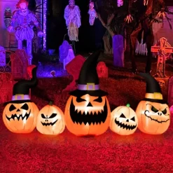 Tangkula Long Inflatable Pumpkin Family Waterproof Halloween Yard Decoration With Built-in LED Lights Indoor & Outdoor Halloween Decor -Festival Store GUEST db0e6221 29dd 4936 a62d 539bbf61f6e0