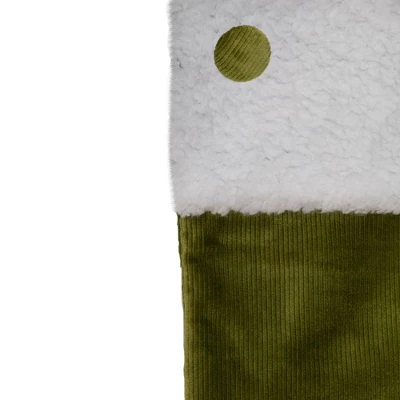 Northlight 20.5-Inch Green And White Corduroy Christmas Stocking 1 Northlight 20.5-Inch Green And White Corduroy Christmas Stocking