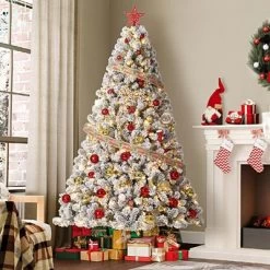 4.5/6/7.5/9/12FT Pre-Lit Artificial Christmas Tree With LEDs, PVC Branch Tips & Metal Stand - Easy Assembly Xmas Tree For Home Office Decor -Festival Store GUEST dc7dde34 06b6 41d6 b68d f1739f29bd71