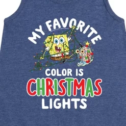 Girls' - SpongeBob SquarePants - My Favorite Color Is Christmas Lights Graphic Sleeveless Aline Dress