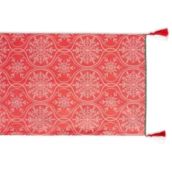 Design Imports Christmas Jacquard Reversible Table Runner, Joyful Snowflakes, 14X108"