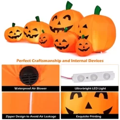 Costway 7.5' Halloween Inflatable 7 Pumpkins Patch W/LED Light Outdoor Garden Decoration -Festival Store GUEST e090d606 08d2 4145 b98f 4afbff680ab6