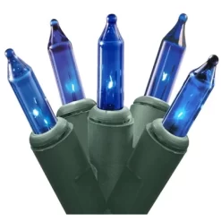 Northlight Mini Net Style Incandescent Christmas Lights - 2' X 8' - Blue - Green Wire