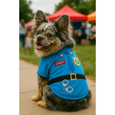 Parisian Pet 'Officer Woof' Halloween Costume For Dogs & Cats – Police Dog Costume, Pet Officer Outfit For Halloween, Light Blue 2 Parisian Pet 'Officer Woof' Halloween Costume For Dogs & Cats – Police Dog Costume, Pet Officer Outfit For Halloween, Light Blue - Image 2