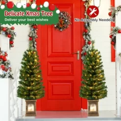 Costway 4 FT Pre-Lit Potted Christmas Tree Artificial Entrance Decor With 3 Lighting Modes -Festival Store GUEST e4124bc5 04b2 44ce a582 893d14b18003