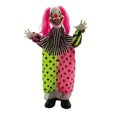 Morris Costumes 35 1/2" Animated Standing Clown With Pink Hair & Leather Shoes Halloween Decoration 1 Morris Costumes 35 1/2" Animated Standing Clown With Pink Hair & Leather Shoes Halloween Decoration