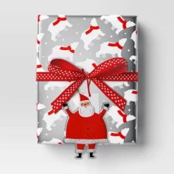 30” 25 Sq Ft Christmas Roll Wrap Red White Polar Bears On Silver - Wondershop™