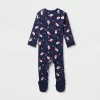 Baby Santa Print Ribbed Holiday Matching Family Footed Pajamas - Wondershop™ Navy Blue