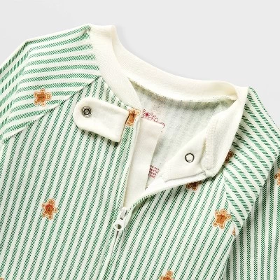 Baby Gingerbread Striped Ribbed Holiday Matching Family Footed Pajama - Wondershop™ Cream 2 Baby Gingerbread Striped Ribbed Holiday Matching Family Footed Pajama - Wondershop™ Cream - Image 2