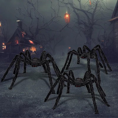Joyfy 3pcs Halloween 63'' Hairy Huge Realistic Spiders, Indoor Outdoor And Yard Creepy Decor,Halloween Party Garden Haunted House Decorations 2 Joyfy 3pcs Halloween 63'' Hairy Huge Realistic Spiders, Indoor Outdoor And Yard Creepy Decor,Halloween Party Garden Haunted House Decorations - Image 2