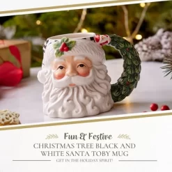 Spode Christmas Tree Santa Toby Mug - Festive Ceramic Coffee Mug With Decorative Santa Design - Ideal For Hot Beverages