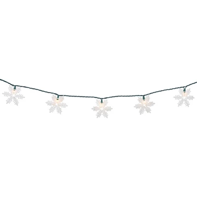 Northlight 10-Count White Glittered Snowflake Christmas Light Set, 6ft Green Wire 6 Northlight 10-Count White Glittered Snowflake Christmas Light Set, 6ft Green Wire - Image 6