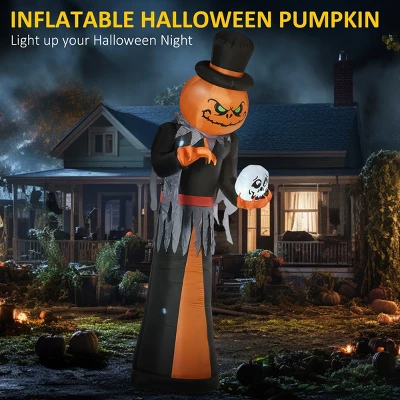Syemin Decorative Holiday Scene Props 12ft Halloween Inflatables Outdoor Decoration Pumpkin Reaper Outdoor Blow Up Yard Decor, Orange, 48"*53.3"*143" 4 Syemin Decorative Holiday Scene Props 12ft Halloween Inflatables Outdoor Decoration Pumpkin Reaper Outdoor Blow Up Yard Decor, Orange, 48"*53.3"*143" - Image 4