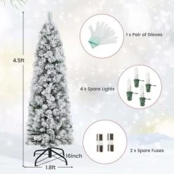 Costway 4.5 FT/6FT/7FT Pre-Lit Slim Christmas Tree Flocked Decoration With Pine Needles & Lights -Festival Store GUEST f0add2c1 1b5c 4fa5 bb19 ea3ee79c2928