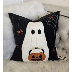 Halloween Ghost With Pumpkin Bucket Throw Pillow 17 Halloween Ghost With Pumpkin Bucket Throw Pillow -Festival Store GUEST f4ad52b2 a0ed 446c 9867 72d2e24379e3