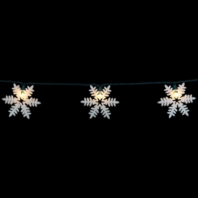 Northlight 10-Count White Glittered Snowflake Christmas Light Set, 6ft Green Wire 4 Northlight 10-Count White Glittered Snowflake Christmas Light Set, 6ft Green Wire - Image 4