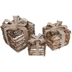 Northlight Lighted Rattan Gift Boxes With Burlap Bows Christmas Decorations - 9" - Set Of 3 -Festival Store GUEST f7723008 1fbe 42a2 8dac 3f5bc02e9c0f