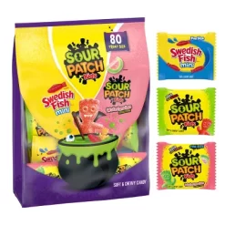 SOUR PATCH KIDS Watermelon & Swedish Fish Halloween Candy Variety Pack - 36.32oz/80ct