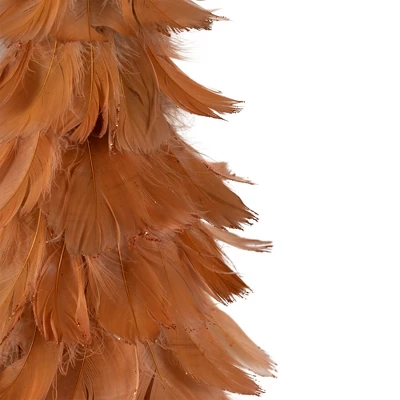 Northlight Small Layered Feather Cone Tree Glittered Christmas Decoration - 16" - Rust Orange 4 Northlight Small Layered Feather Cone Tree Glittered Christmas Decoration - 16" - Rust Orange - Image 4