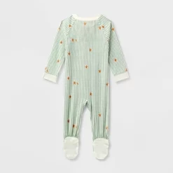 Baby Gingerbread Striped Ribbed Holiday Matching Family Footed Pajama - Wondershop™ Cream