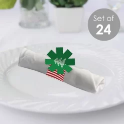 Big Dot Of Happiness Ugly Sweater - Holiday And Christmas Party Paper Napkin Holder - Napkin Rings - Set Of 24