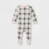 Baby Plaid Ribbed Holiday Matching Family Footed Pajama - Wondershop™ Cream