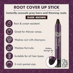Style Edit Root Cover Up Stick (BLACK) - Instant Root Concealer To Touch Up And Cover Roots And Grays (0.11 Oz)