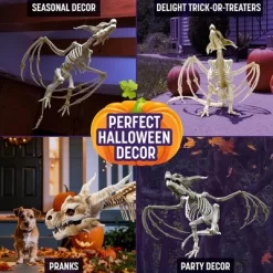 Halloween Dragon Skeleton- Large Indoor/Outdoor Plastic Bones Prop For Decor, Haunted Houses, W Invisible String For Hanging- Movable, Posable Parts 5 Halloween Dragon Skeleton- Large Indoor/Outdoor Plastic Bones Prop For Decor, Haunted Houses, W Invisible String For Hanging- Movable, Posable Parts -Festival Store GUEST fc031f93 634f 493f 8573 05a6d03d5b3c