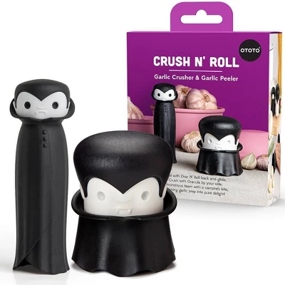 Ototo 2pc Crush N’ Roll Garlic Crusher And Peeler Silicone And Plastic Kitchen Tool Black/ White 1 Ototo 2pc Crush N’ Roll Garlic Crusher And Peeler Silicone And Plastic Kitchen Tool Black/ White