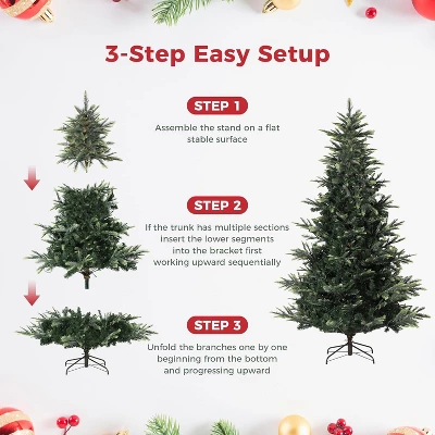 Pre-Lit Artificial Christmas Tree, Spruce Xmas Tree With Thick PE & PVC Branches, UL Listed Warm White Lights, Fire-Resistant, Home, Office 3 Pre-Lit Artificial Christmas Tree, Spruce Xmas Tree With Thick PE & PVC Branches, UL Listed Warm White Lights, Fire-Resistant, Home, Office - Image 3