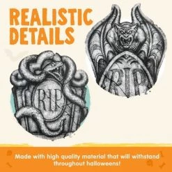 Joyfy 6 Pcs 15.7" Halloween Tombstones Outdoor Cemetery Decor, RIP Plastic Headstones Prop With 12 Metal Stakes For Yard Lawn Graveyard Decor -Festival Store GUEST fecbc23d ecd9 4ad1 8114 ee3759964b8f