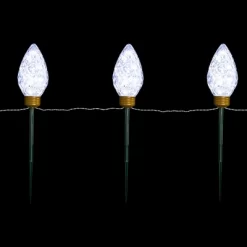 Northlight LED Lighted C9 Style Christmas Pathway Lawn Stakes - 3 Ft - Clear - 3-Count