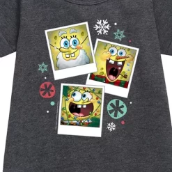 Girls' - SpongeBob SquarePants - Christmas Photo Collage Graphic Short Sleeve Fleece Dress